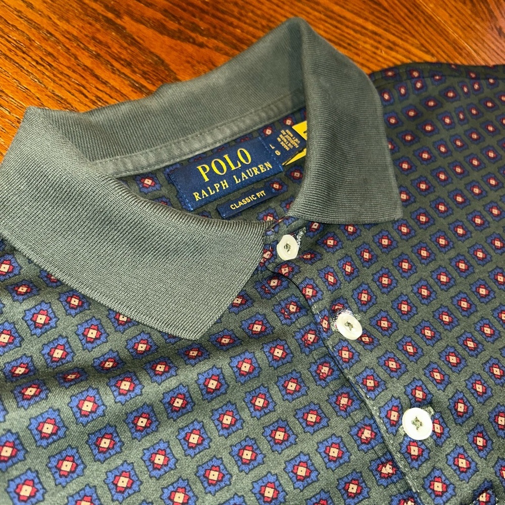 NWOT Polo Ralph Lauren Classic Fit All Over Geometric Print Preppy Old Money L - Picture 8 of 10